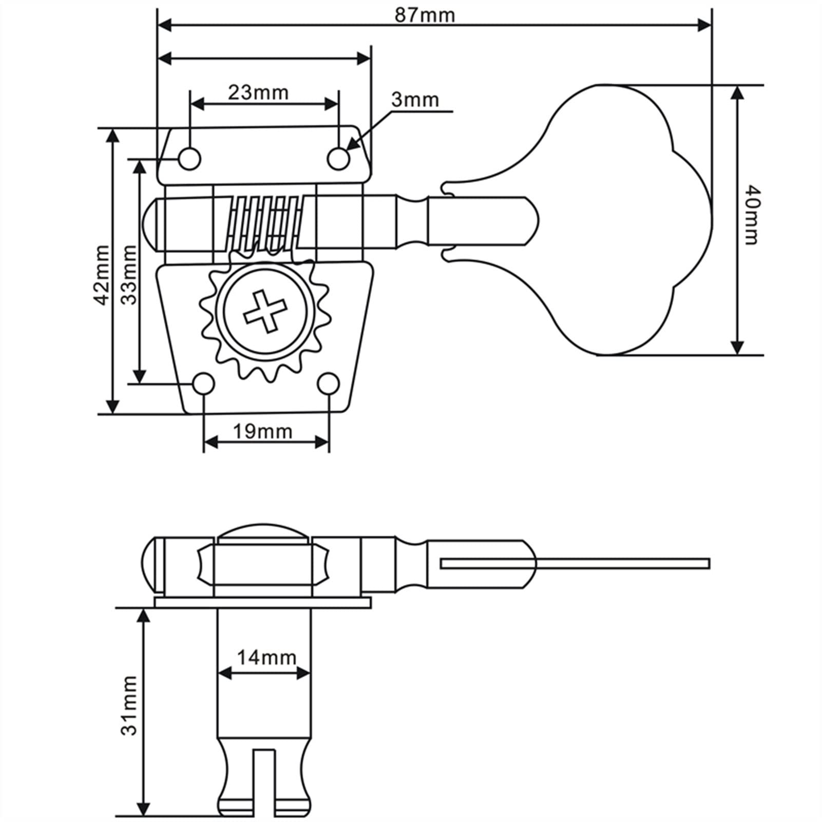 4R Bass Abrir Engranajes Sintonizadores Máquina Cabezales Tuning Pegs Black para Bajo Eléctrico Derecho Clavijas afinación