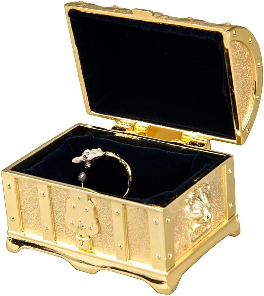Feyarl Small Vintage Gold Treasure Box Jewelry Trinket Ring Earring Display Chest Organizer Decorative Keepsake Box Wedding Birthday Gift for Girl Women Home Dresser Tabletop Decor
