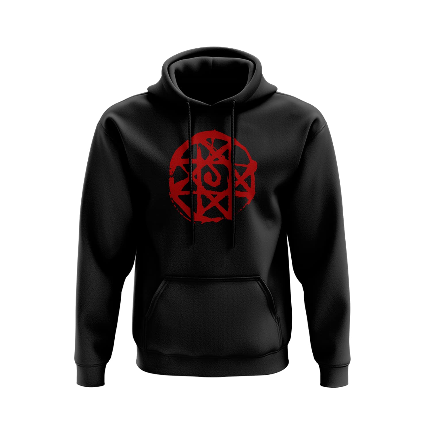 Smartypants Unisex Black Fullmetal Alchemist Flamel Hoodie Anime Manga Japanese Japan Tv Show Transmutation Alchemy Science Suit Of Armor Jumper Sweatshirt Present Gift Cotton Polyester (Large, )