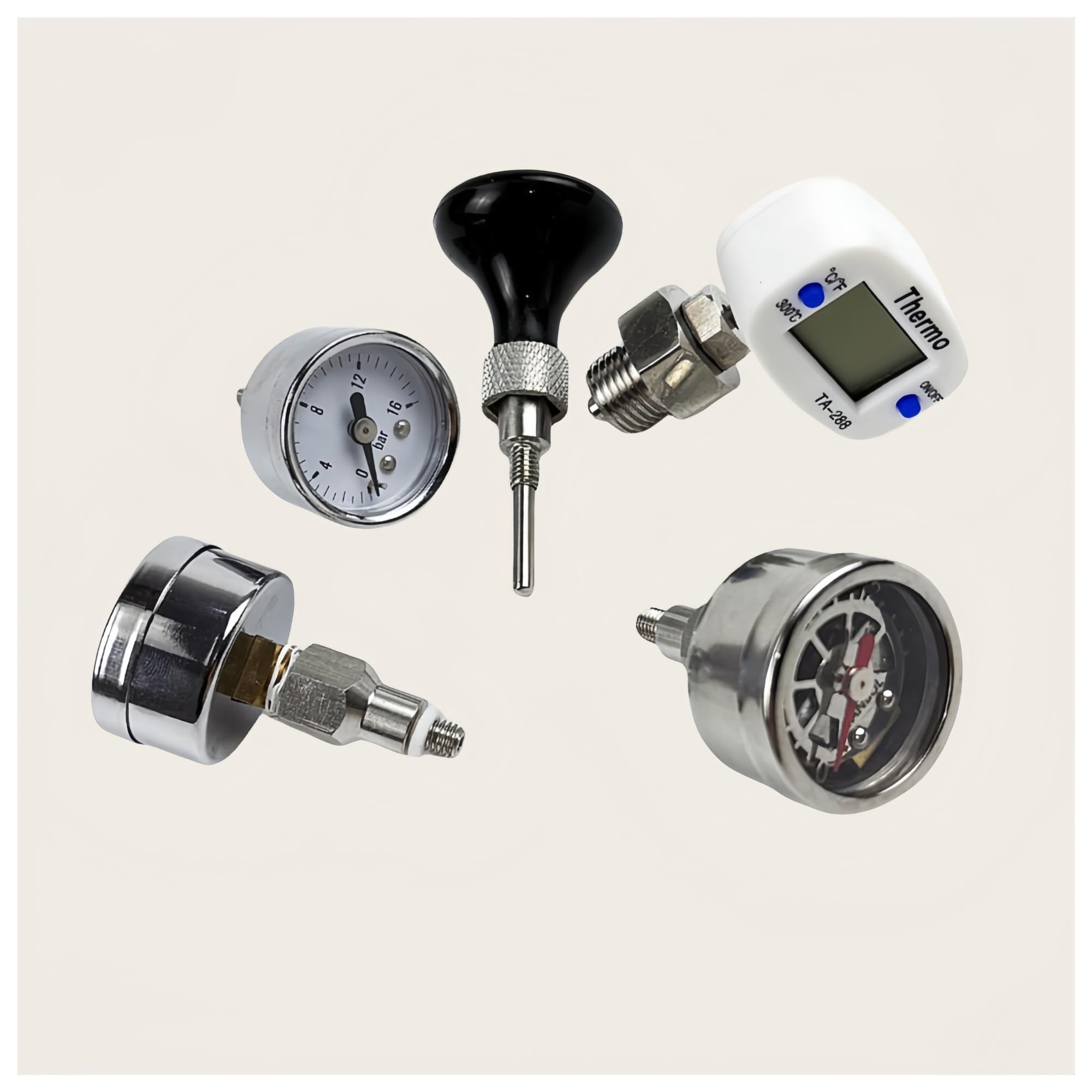 Thermomètre et manomètre E61 - Thermomètre de pression dédié à la tête d'infusion de la machine à café semi-automatique italienne E61 - accessoires modifiés et améliorés, affichage en temps réel de la