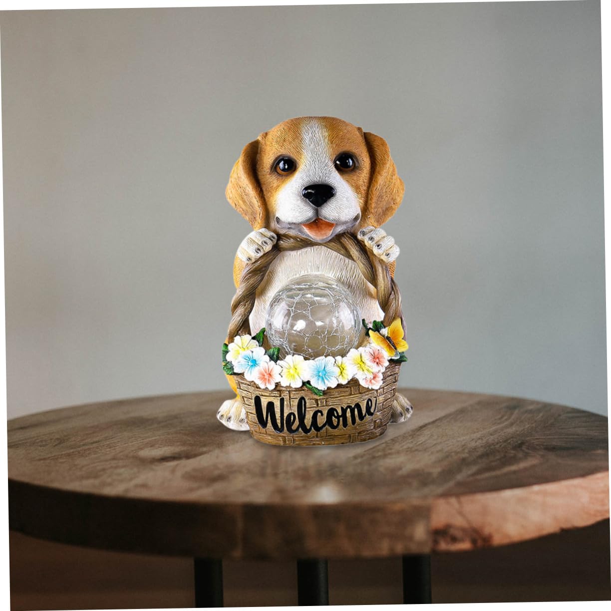 Solar Hundestatue aus Kunstharz für Garten, 1 Stück | Schickes Dekoobjekt für Außen, Farbbeständig, Geschenkidee für Gartenliebhaber