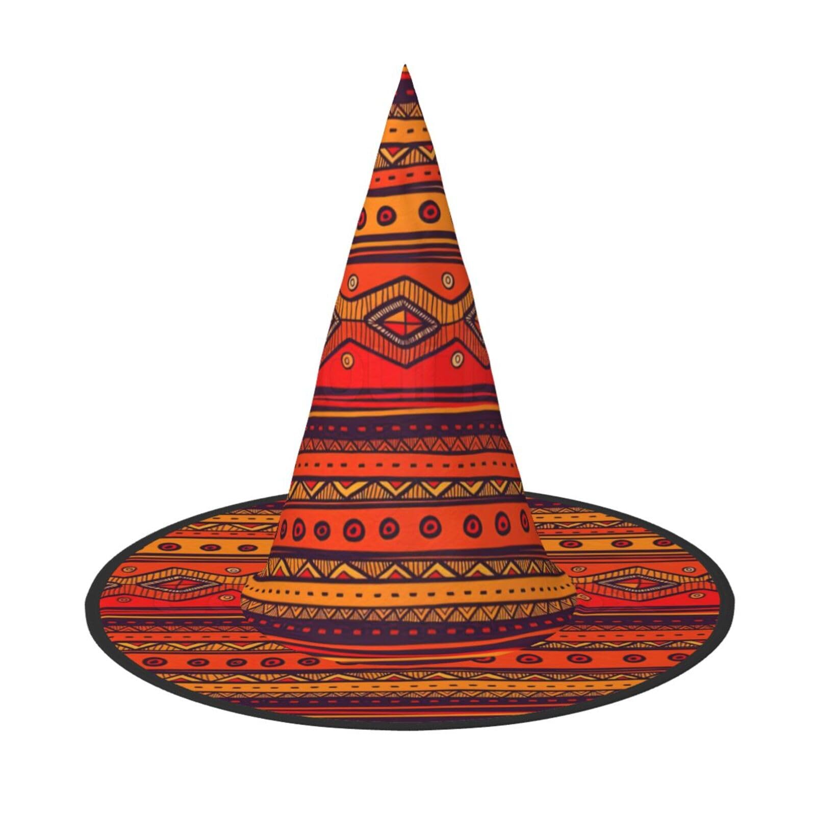 MQGMZ Mqgmzmexican Folk Art Boho Print Adults Captivating Cone Witch Hat Halloween Party Headgear Cosplay For Unisex
