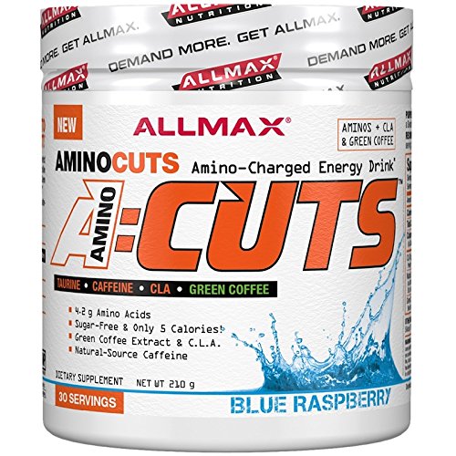 Allmax A-Cuts Amino Cuts Amino Charged Energy Preworkout Fat Burning CLA Taurine Green Coffee Choose from 8 Flavors (Blue Raspberry)