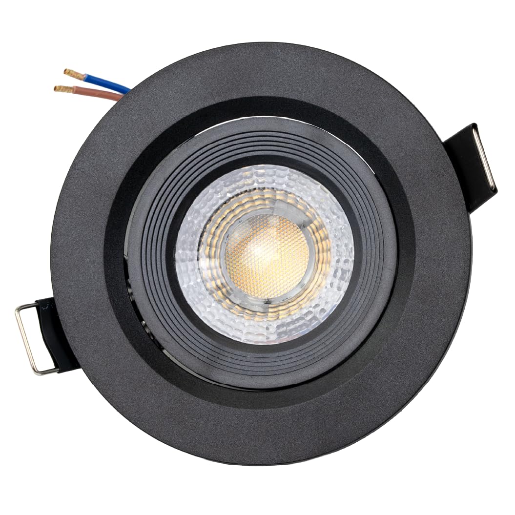 LUXULA LED Einbaustrahler Schwarz 12 Stück - Deckenspot Einbau/Aufbauspot 230V, CCT 3000K 4200K 6500K, 5 W 500 lm, schwenkbar, 38° Spots für Decken innen, LED Deckenlampe flach, Lochmaß 70-75mm