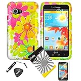 3 items Combo: ITUFFY (TM) Mini Stylus Pen + Case Opener + Design Rubberized Snap on Hard Shell Case for LG Enact VS890 (Verizon) (Yellow Flower)