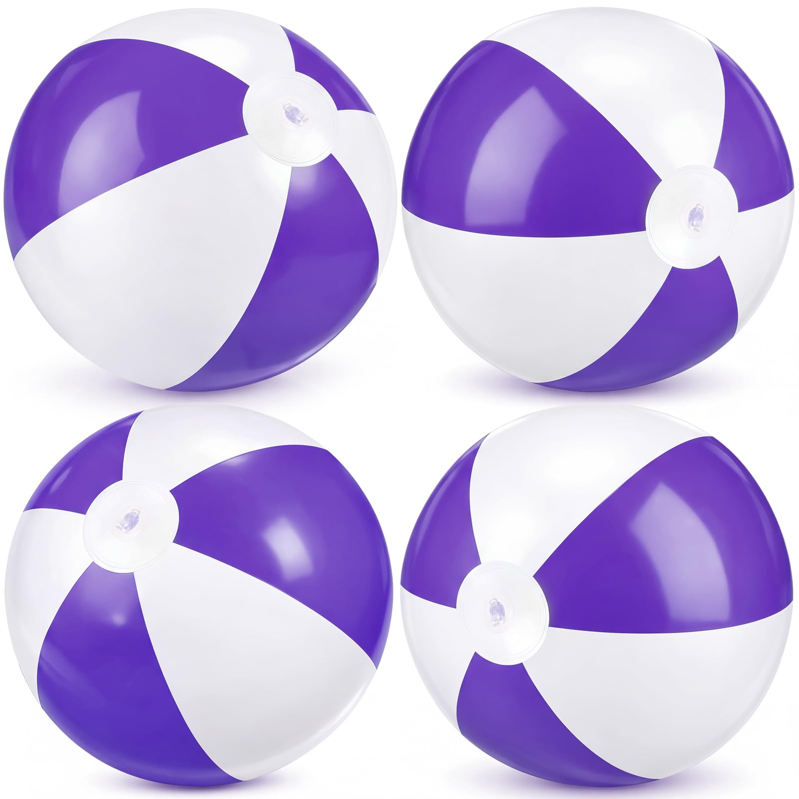 MiniInflat 4 Pack Pastel Beach Balls,Purple &amp; White,16 Inch