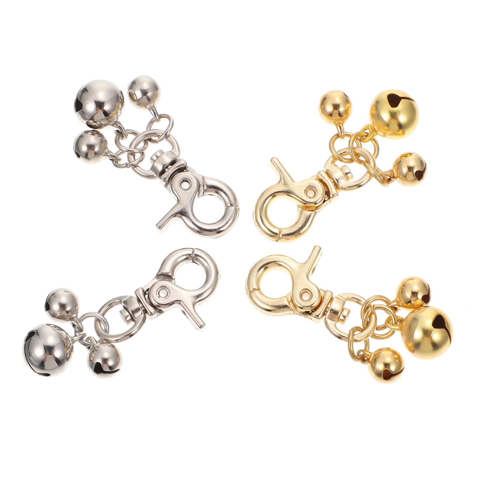 Mipcase 4pcs Loud Cat Bells Keychain Zinc Alloy Dog Collar Bells Decorative for Pet Collars