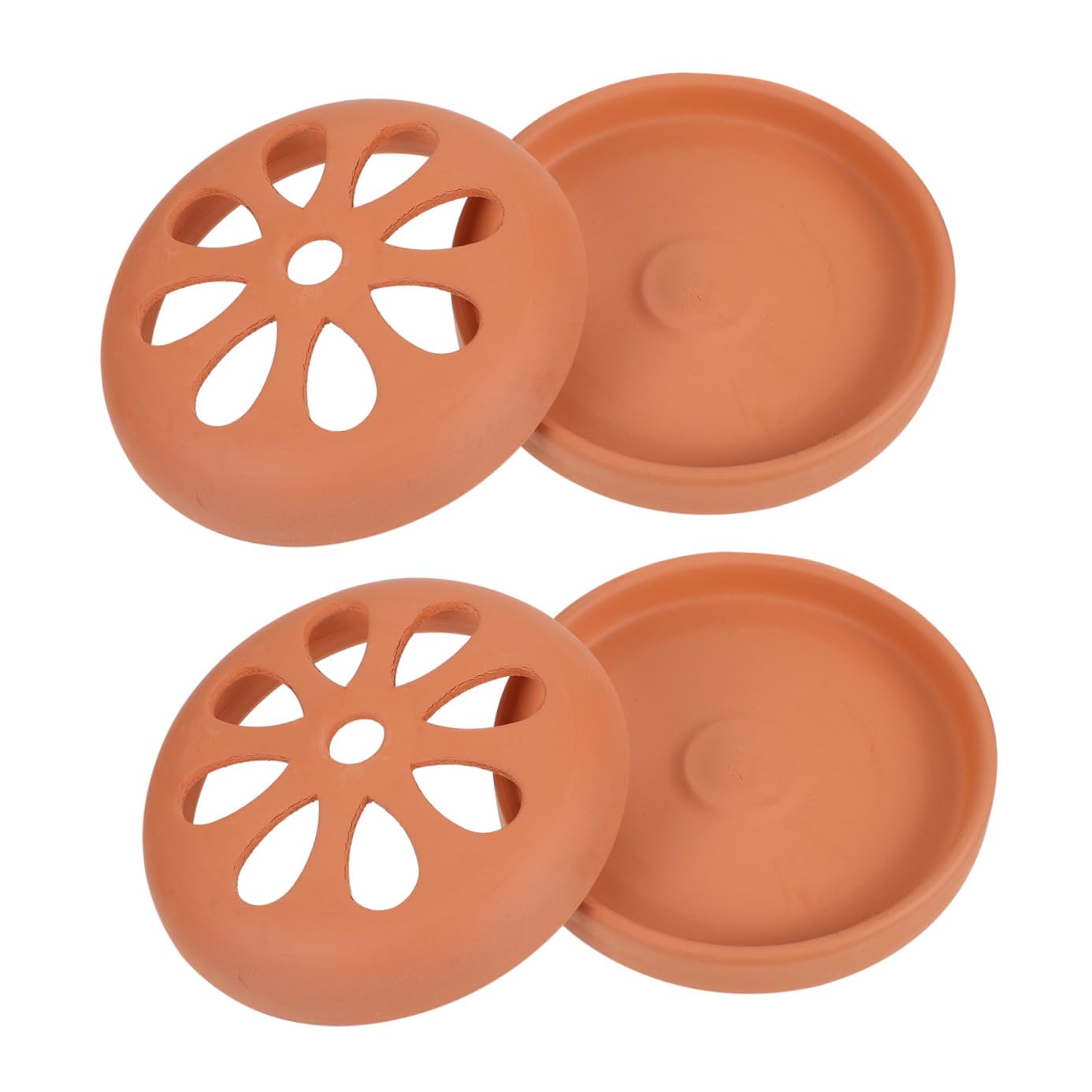 Gatuida Porta Zampirone Coccio in Terracotta Stile Retrò Semplice 2 Pezzi, Coperchio Traforato per Campeggio e Pesca
