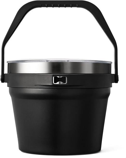 COKTIK 7L Insulated Ice Bucket with Lid,Double Wall Vacuum Stainless Steel Beverage Bucket Keeps Frozen Longer,Holds 6 Longnecks or 3 Bottles of Wine,for Cocktail, Champagne, Large Parties(Black)