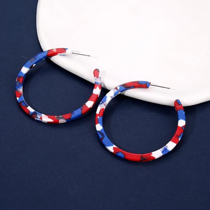 PHALIN Acrylic Hoop Earrings Tortoiseshell Acrylic Earrings Geometric Resin Earring Studs for Women