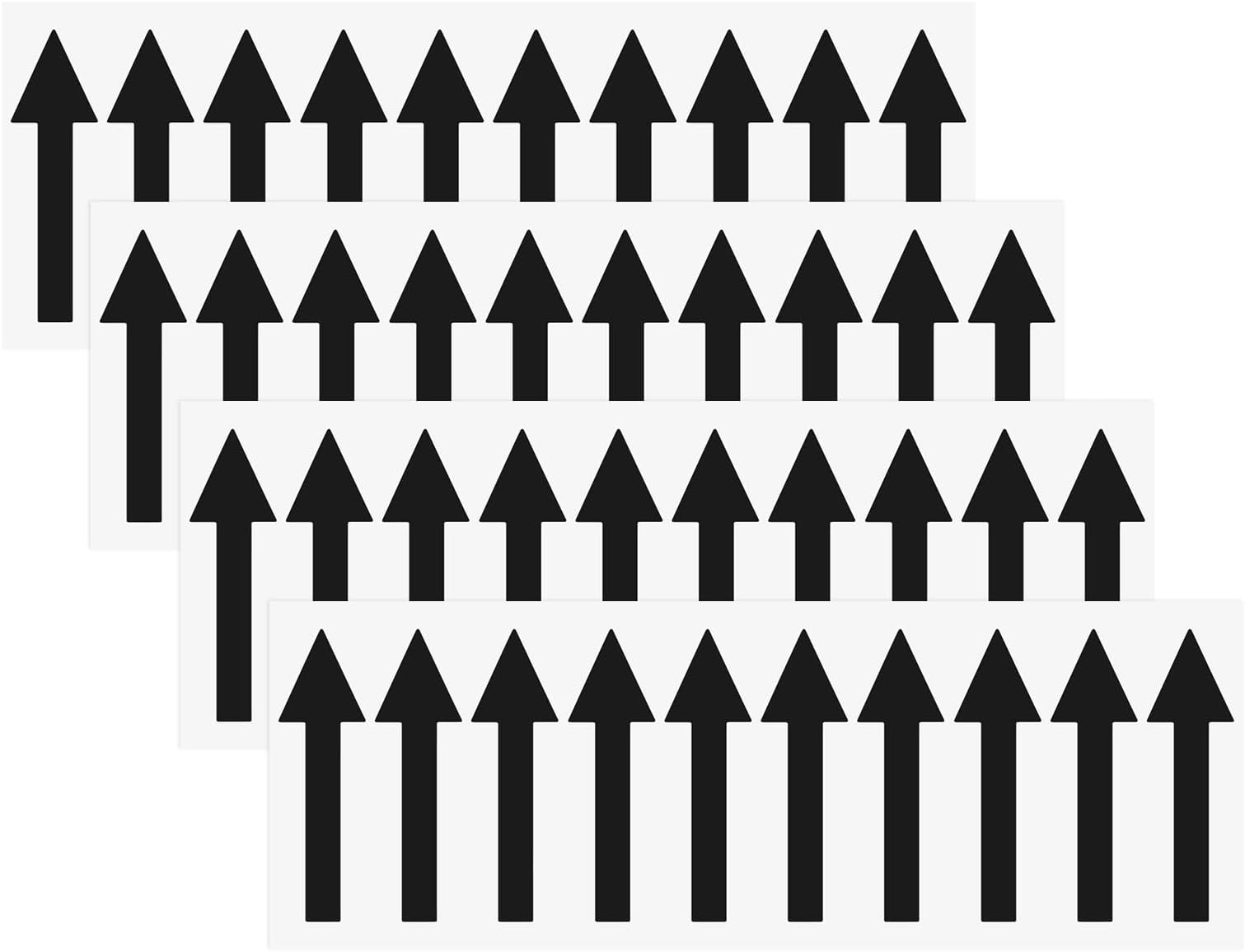 M METERXITY 4-Pack Arrow Sticker, 2 x 1 Inch/ 50 x 15 mm PVC Waterproof Self-Adhesive Directional Arrows Removable Directional Floor Decal Stickers for Wall Marking/Road Sign [Black]
