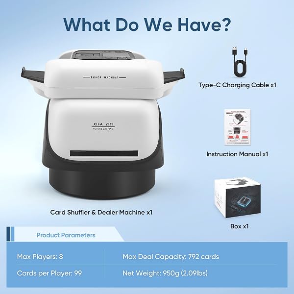 Haedswer Mescolatore e Distributore Automatico di Carte, 2–8 Giocatori, Ricaricabile, Silenzioso per Poker, Texas Hold'em, Blackjack, Uno - 2