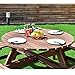 Giantex Wooden Picnic Table Set with Wood Bench, 4 Adults or 8 Kids Outdoor Round Table with Umbrella Hold Design, Perfect for Outdoor Garden Yard Pub Beer Dining, Dark Brown