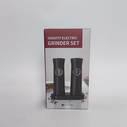 Miniatura 7 de Gravity - Juego de molinillo eléctrico de sal y pimienta molinillo de pimienta automático recargable con grosor ajustable cuerpo ergonómico de acero