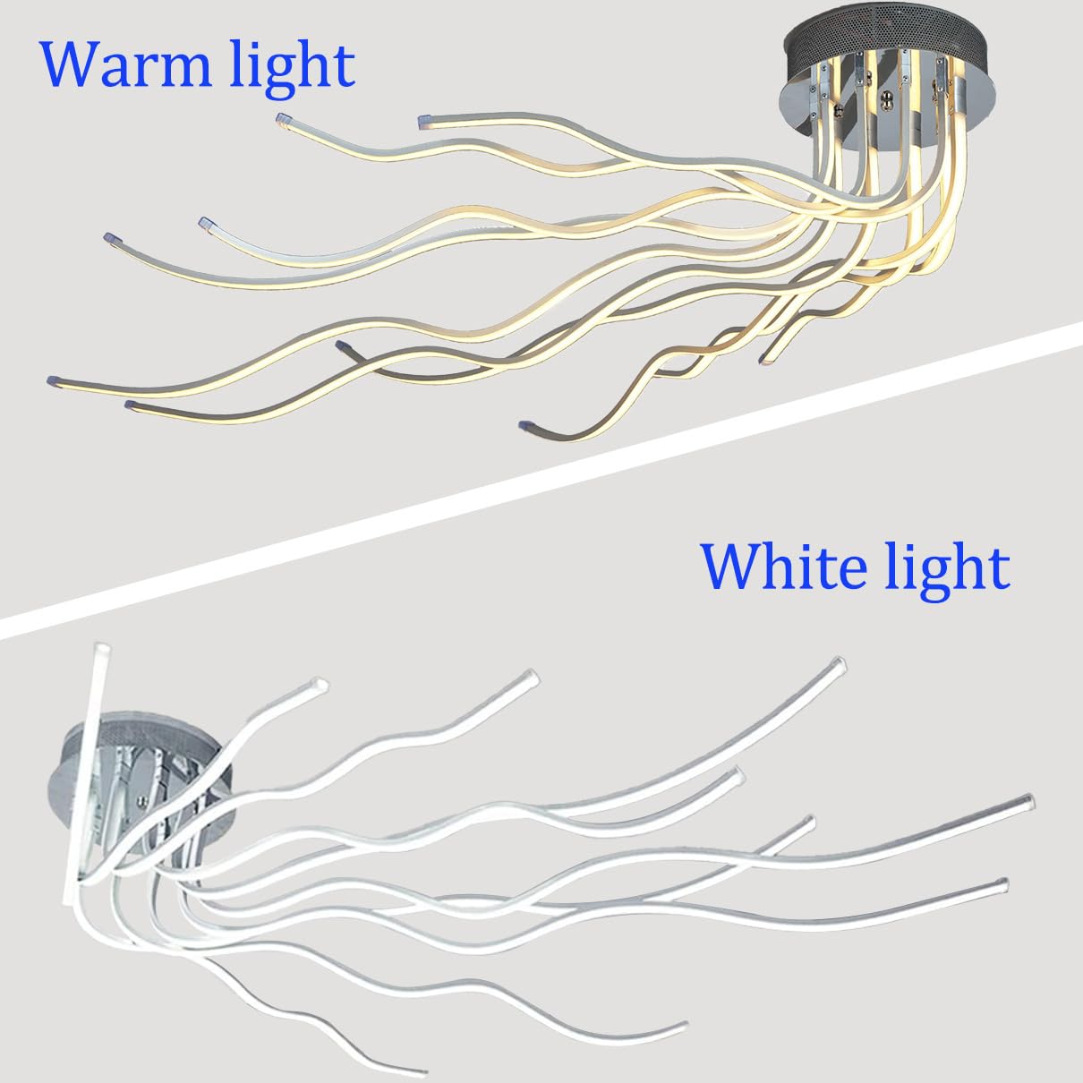 LED DeckenleuchteWohnzimmerlampe,10 Flammige Dimmbar Deckenlampe Wohnzimmer mit Fernbedienung, Die Form kann frei geändert werden, Deckenleuchte Wohnzimmer Modern Groß modisch und einfach Ø140cm