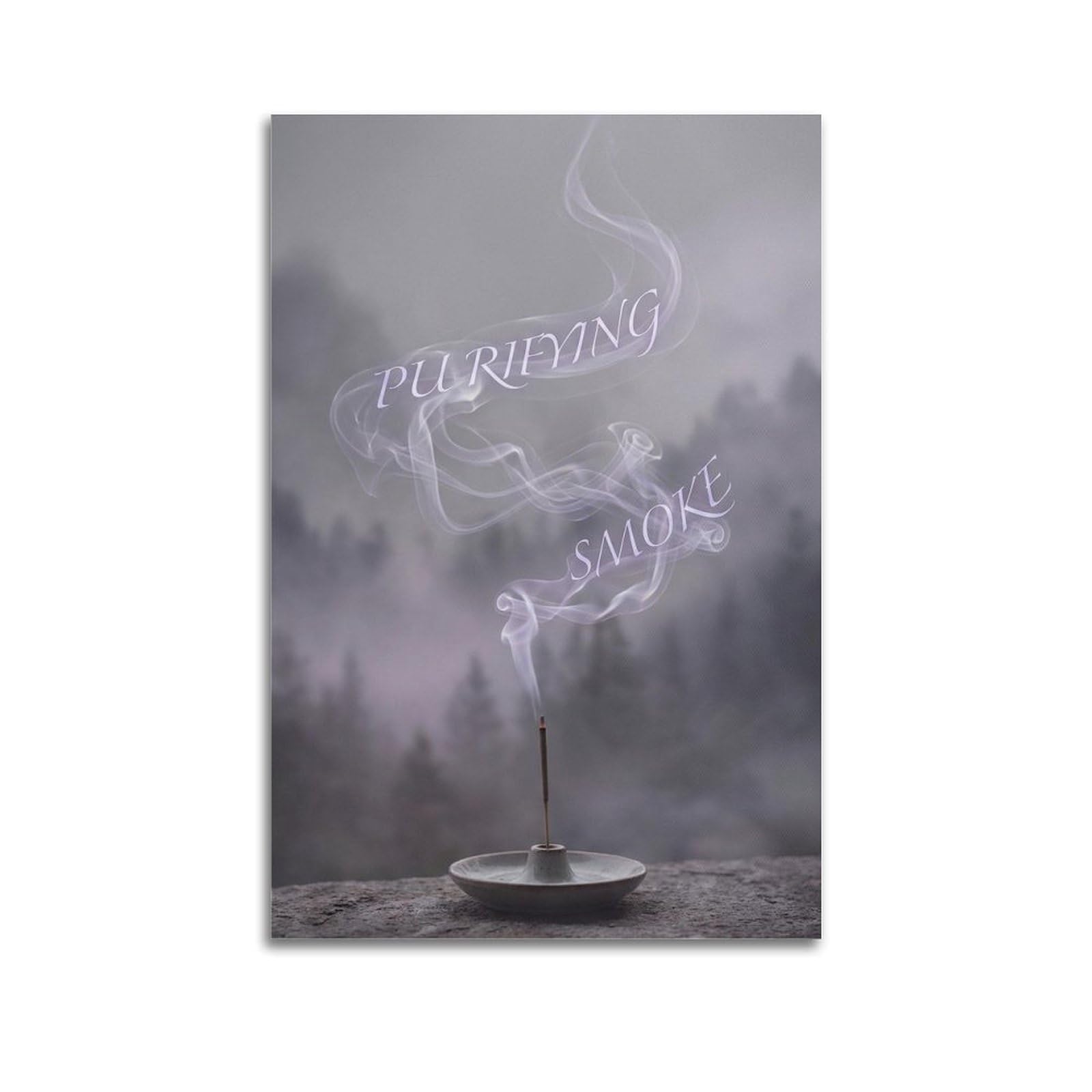 XKUGA Zen Incense Poster Purifying Smoke Forest Meditation Modern Decorative Canvas Prints - Ideal Wall Art for Family, Man Cave, Game Room, Boys & Girls Bedroom 20x30inch(50x75cm)