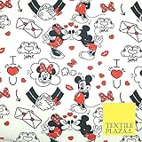  Mickey Minnie Mouse 4965 - Tela con estampado de Mickey Minnie Mouse (100% algodón, medio m)