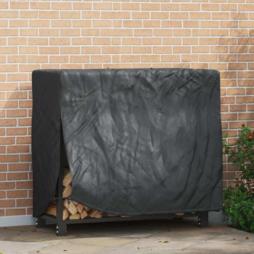vidaXL Funda para leñero Liso Negro 61 x 122 x 106 cm Tela Oxford 420D, Cubierta Rectangular de Tela Impermeable para jardín y terraza, Minimalista, diseño sin Herramientas, Guarda leña