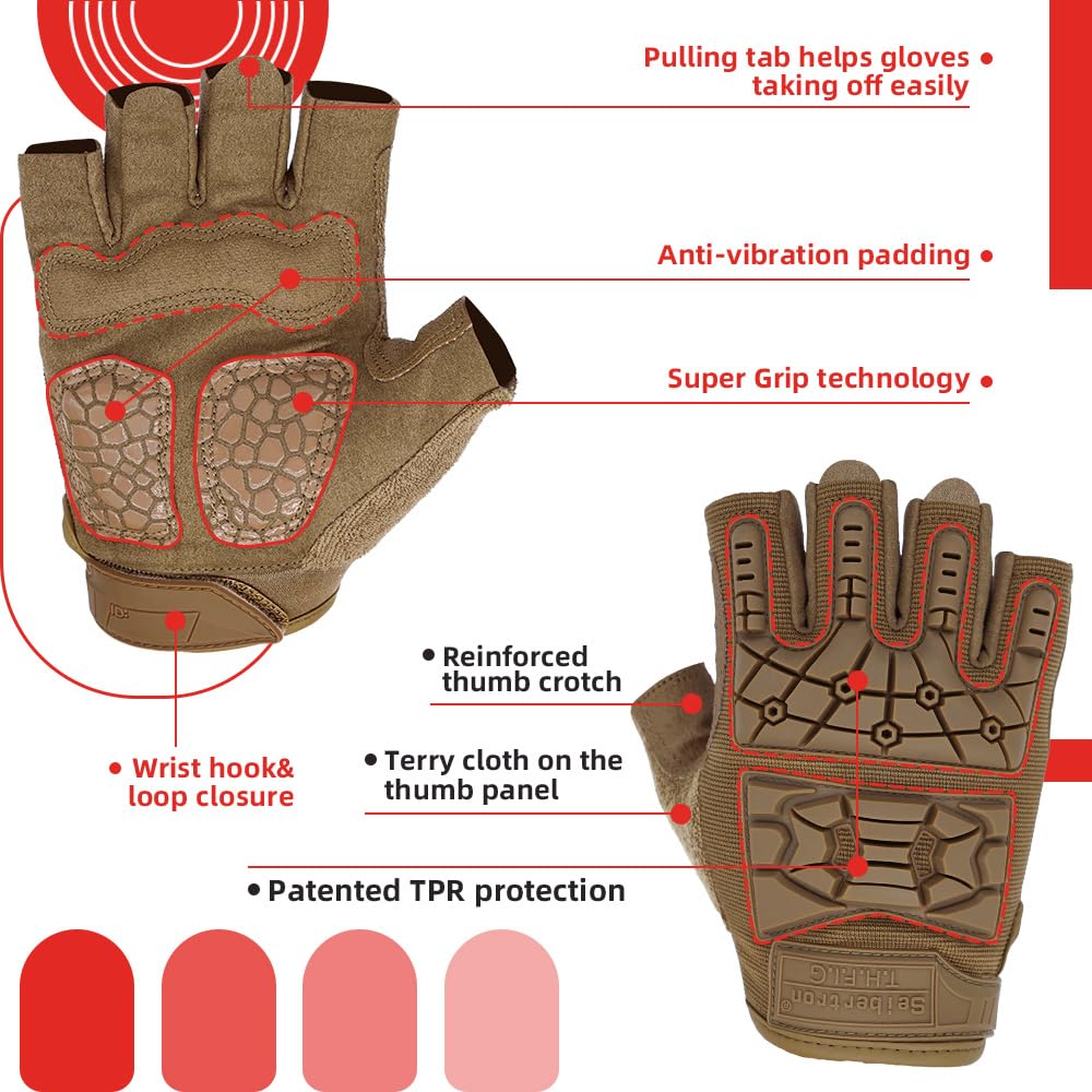 Seibertron T.T.F.I.G 2.0 Tactical Non-Slip 3 Finger Cut TPR Protection Sports Gloves for Scooter, Military, Motorcycle, Paintball, Cycling, Hiking, Airsoft, Camping, Hunting, Cycling - 4