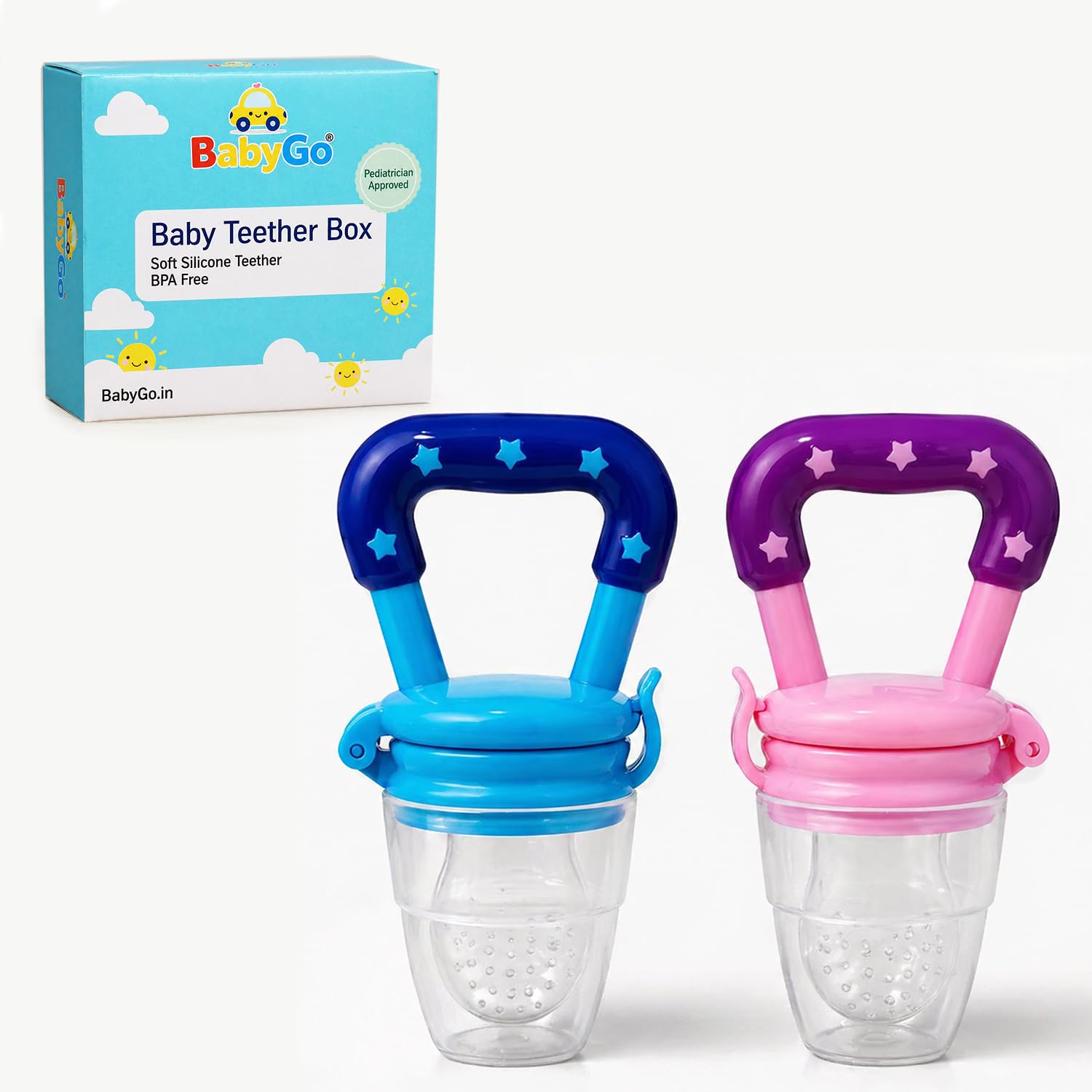 BabyGo Organic Baby BPA-Free Silicone Nipple Food Nibbler for Fruits (Multicolor) (Pack of 1)-picture-45