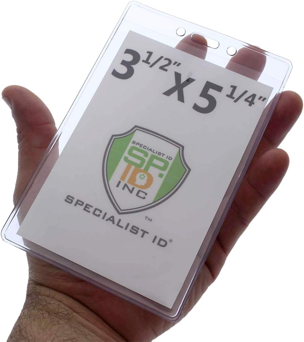 Bulk 100 Pack - Heavy Duty 3 1/2" X 5 1/4" Large Badge/Credential Holders (4X6 Outside) by Specialist ID