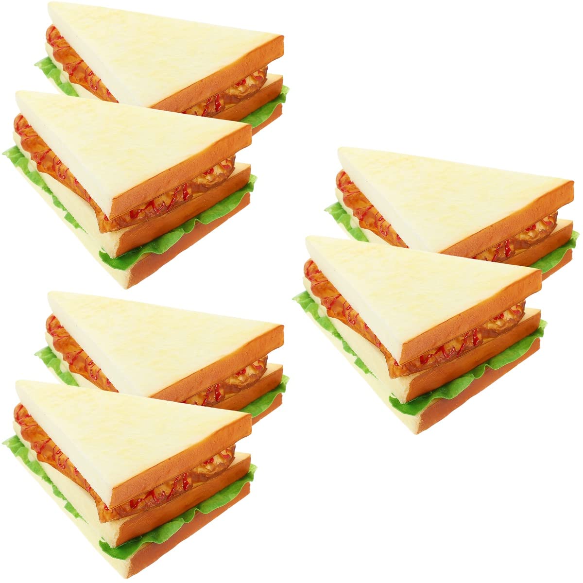 NOLITOY 6pcs Artificial Sandwich, Fake Bread Simulation Food Model for Kitchen Shop Boulangerie Display Photo Prop