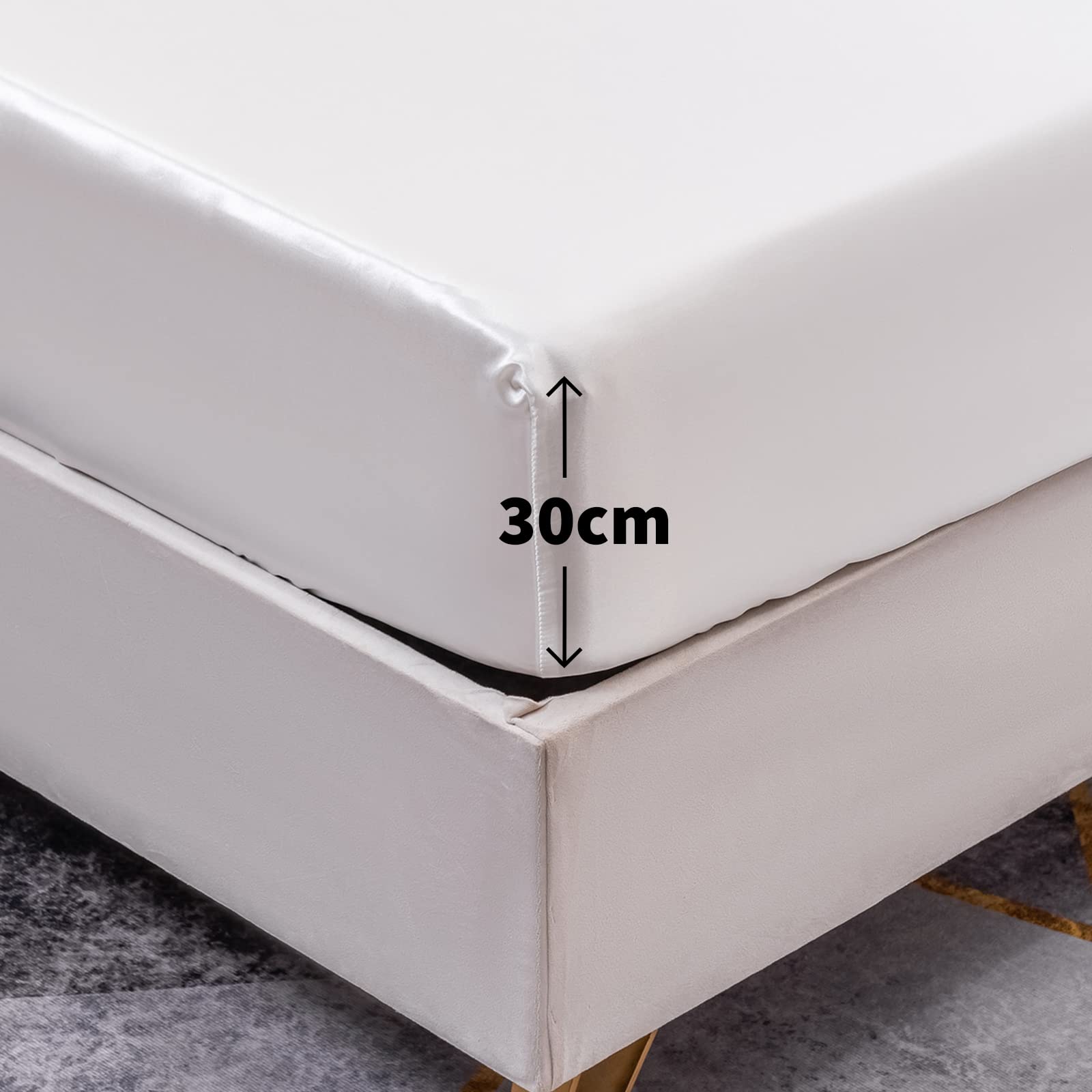 Lenzuolo Sotto Con Angoli In Raso 180x200cm - Bianco Puro, Morbido E Antiscivolo - Foto 8