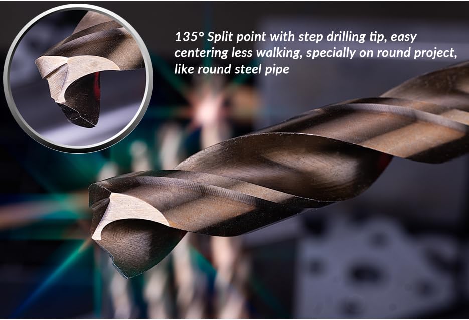 Miniatura 5 de NordWolf Juego de 14 brocas métricas de cobalto para acero inoxidable y metales duros, con vástago hexagonal de 14 pulgadas para mandriles rápidos y