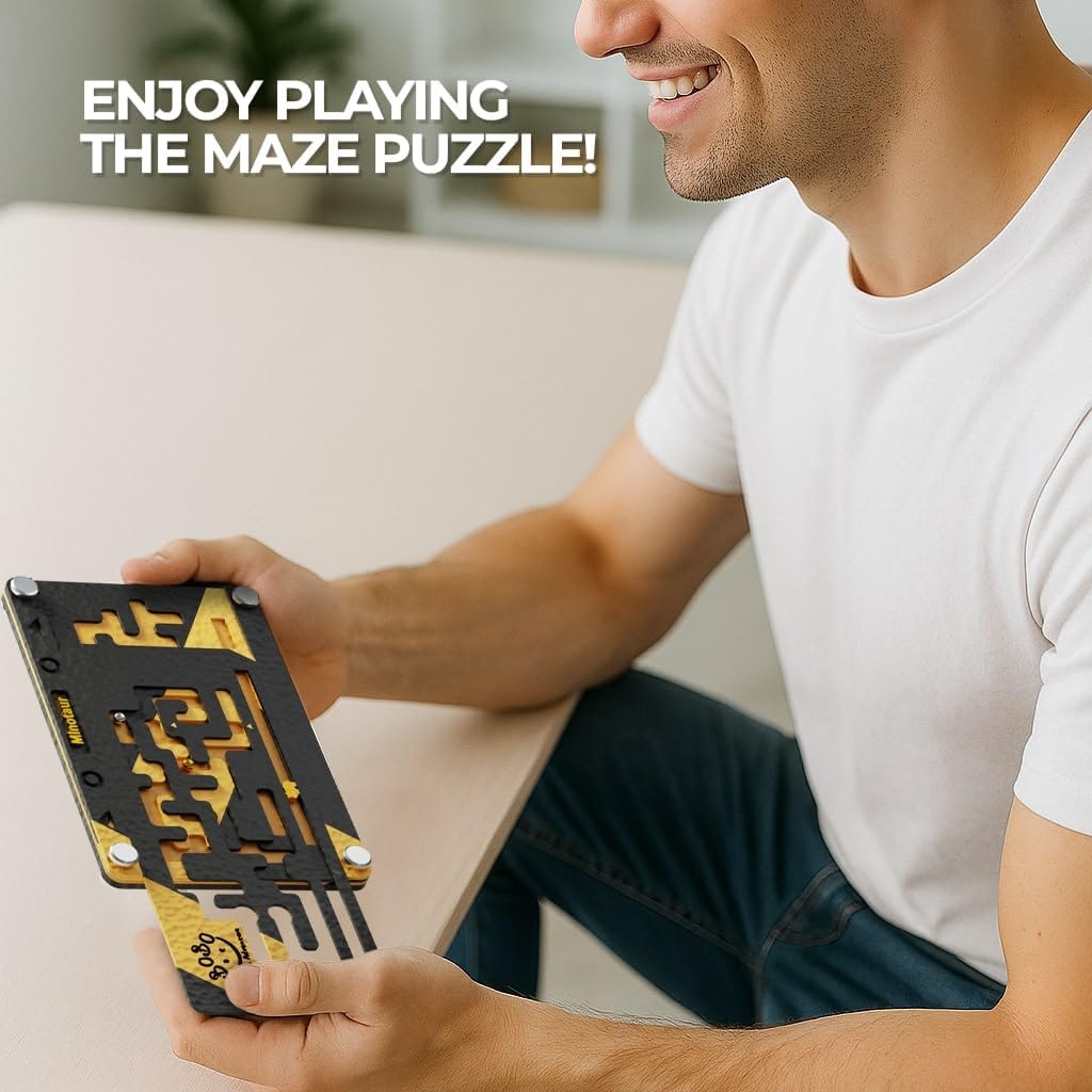 Wooden Labyrinth Board Game – 2-in-1 Double-Sided Marble Maze with 2 Balls & Movable Panels | Brain Teaser Puzzle Challenge for Adults
