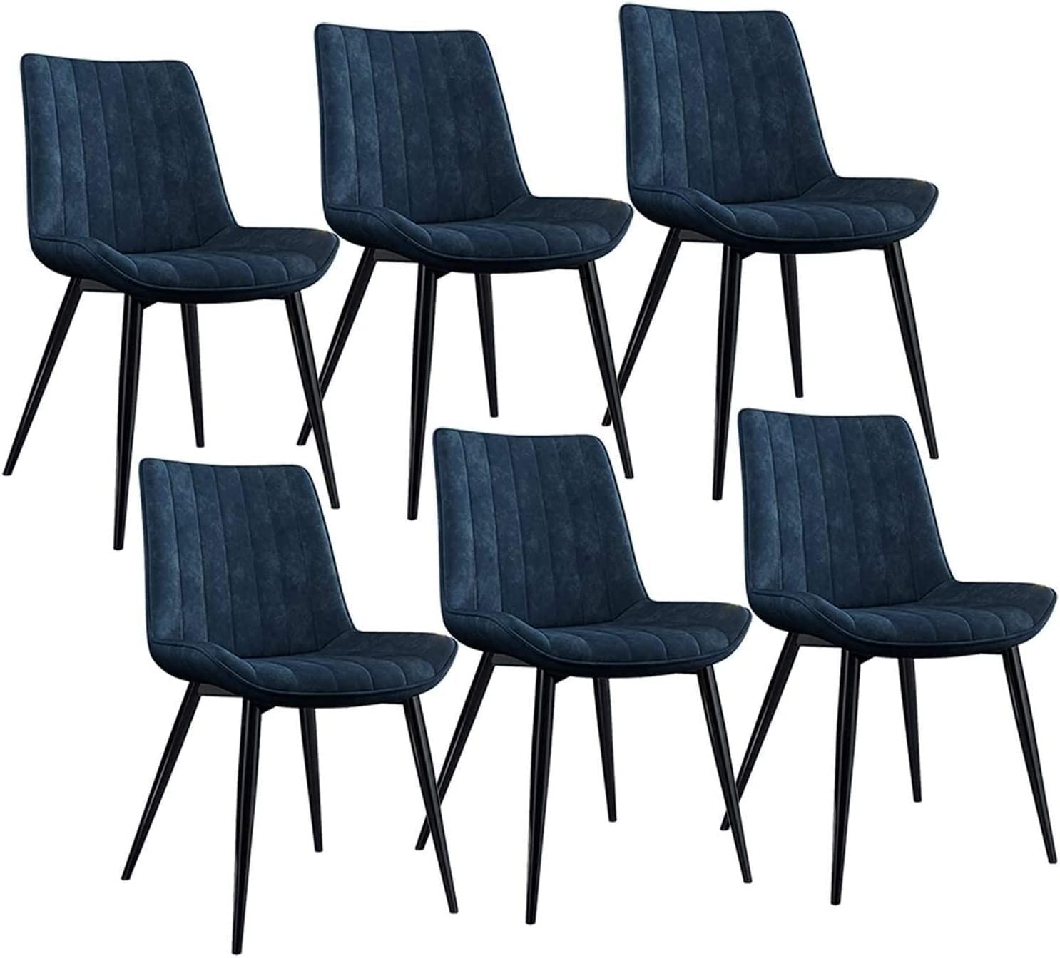 SJIALEN Modern Dining Chairs Set of 6, with Metal Legs PU Leather Seat Backrests Chairs Leisure Living Room Kitchen Counter Chairs Kitchen Chair (Color : Blue, Size : 45x43x84cm)