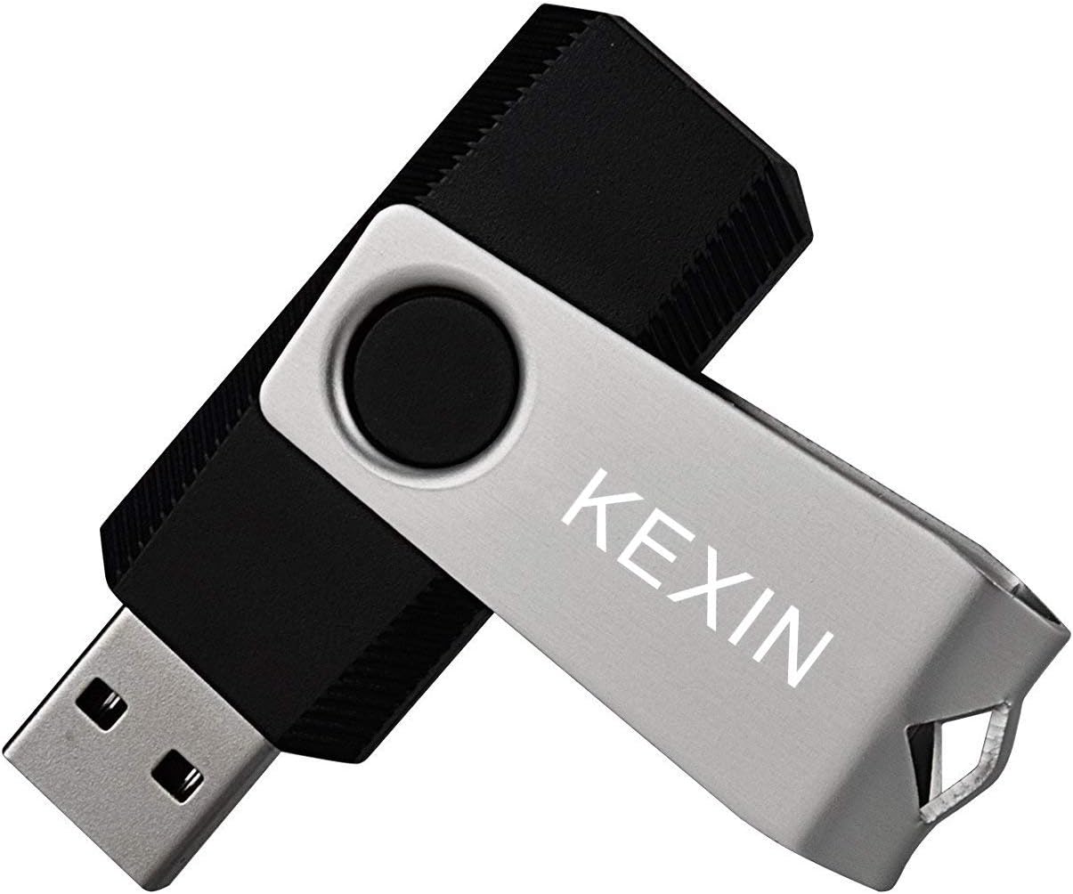 KEXIN USB Flash Drive 64GB USB Memory Stick 2.0 Swivel USB Stick USB Drive Data Storage Thumb Drive Pen Drive Zip Drive with LED Light for PC/Table/Macbook/TV/Car(Black)