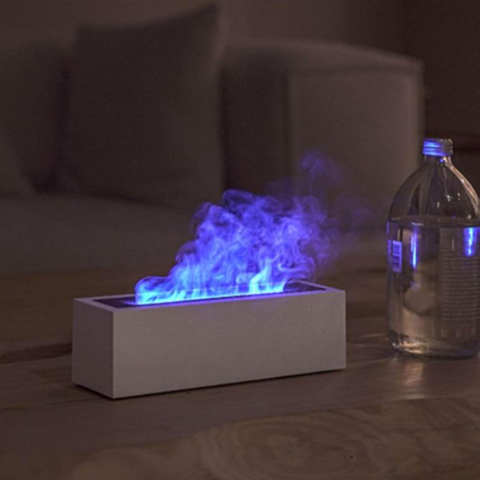 Diffuseur d'Huiles Essentielles Aromathérapie, Humidificateur Silencieux à Grande Capacité avec Lumière Flamme Nordique, pour Salon Chambre Bureau (Blanche)