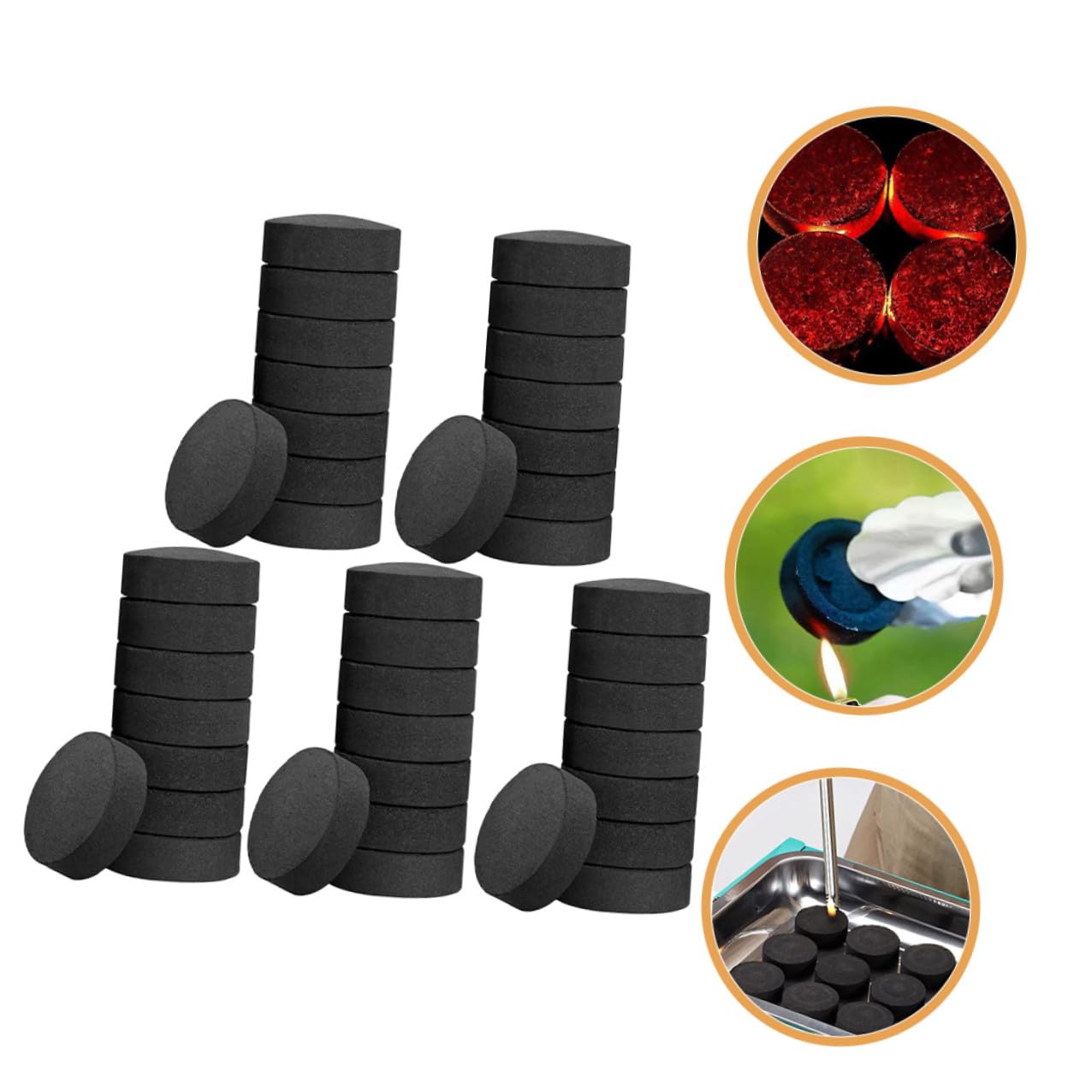jojofuny 70 Stück Leichte Holzkohlegrill Tabletten für Grill und Camping Feuer Einfache Handhabung Rauchfrei und Schnell Entflammbar