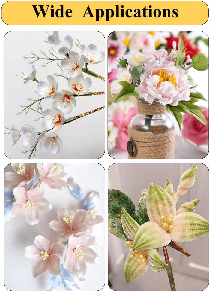 300 PCS 3mm Pearl Double Heads Handmade Flower Stamens for Flower Making Crafts, Artificial Pistil Pearl Floral Stamens for Party Craft Scrapbook Accessories Christmas Wedding Decoration/Yellow image 5
