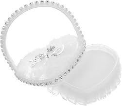 Heart Shaped Ring Bearer Pillow with Convenient Handle Compact Wedding Ring Cushion Romantic Heart Design for Proposal and Ceremony Fine Detailing Wedding Accessory White