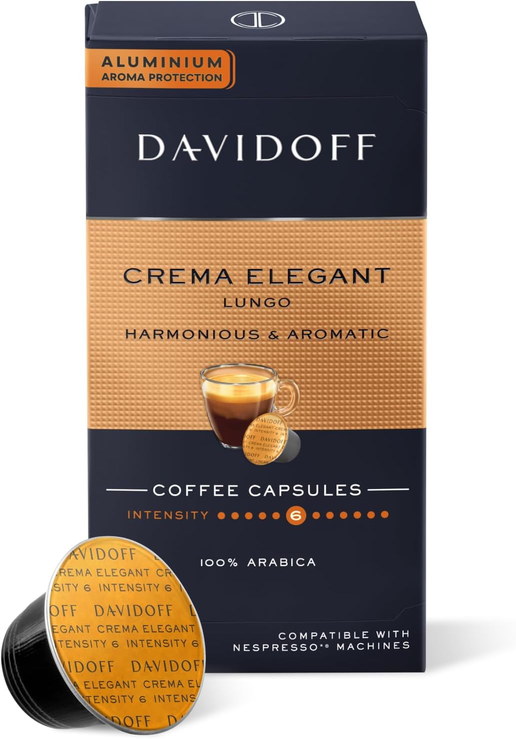Davidoff Crema Elegant Capsules - 6/12 Intensity - 10 x Capsules - 55 Gram|Unflavoured