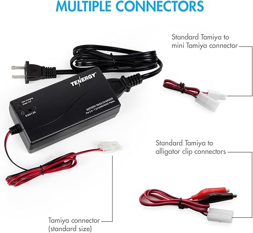 Miniatura 6 de Tenergy Paquete de 2 baterías NiMH planas de 7.2 V 3000 mAh con cargador inteligente para coches RC, aviones RC