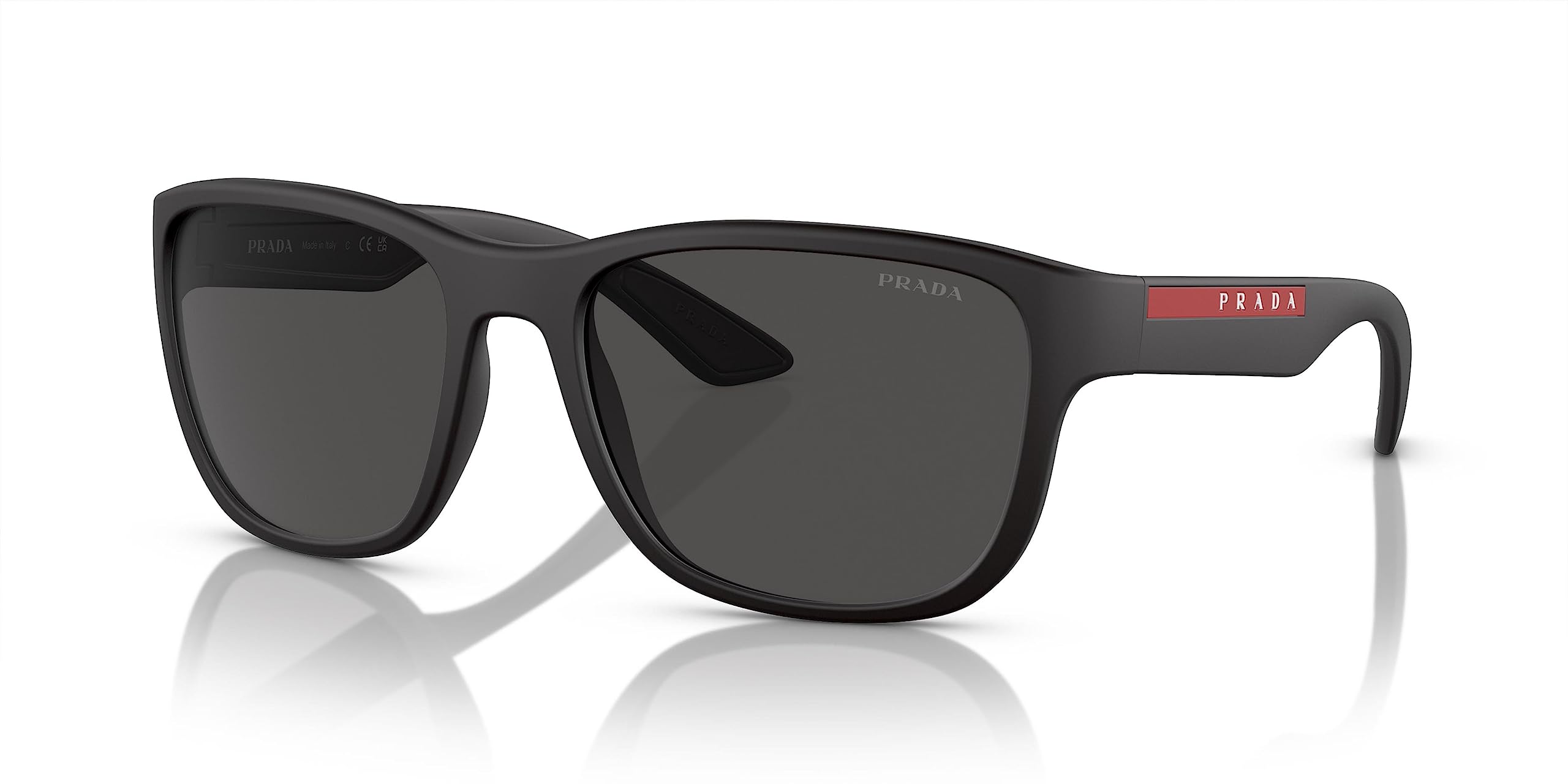 Prada Men's 0PS 01US Sunglasses, Black (Black Rubber), 58
