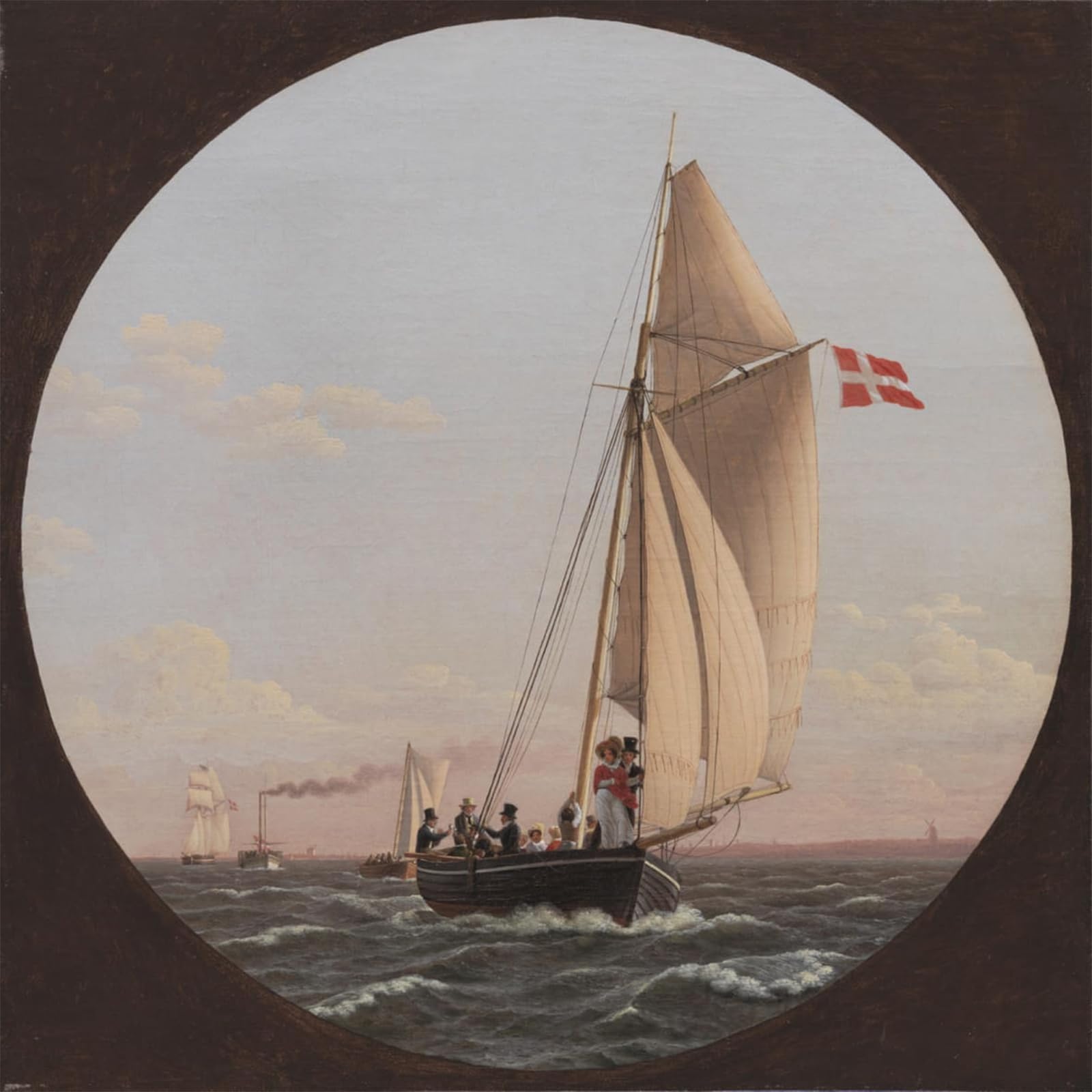 Artxlxxbn No Frame Famous Painting Canvas Artwork Graffiti Print Sailing From Copenhagen To Charlottenlund By C W Eckersberg Portrait Canvas Image For Home Decor 60X90cm