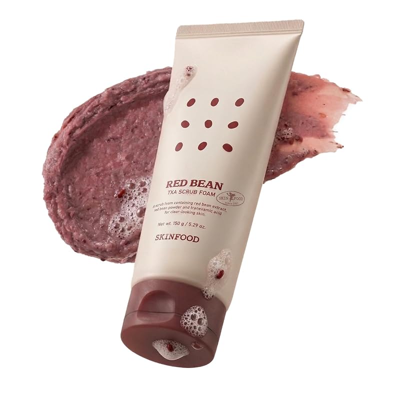 SKINFOOD 1957 Espuma de Limpeza Facial Esfoliante com Grânulos de Feijão-Vermelho e Ácido Tranexâmico, 150 g