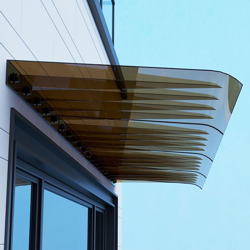 Extra Durable Brown Door & Window Awning, 3.5mm Thick, Sizes 40-300cm, Weather Protection Canopy for Home, Stylish De Protección (45x150cm)
