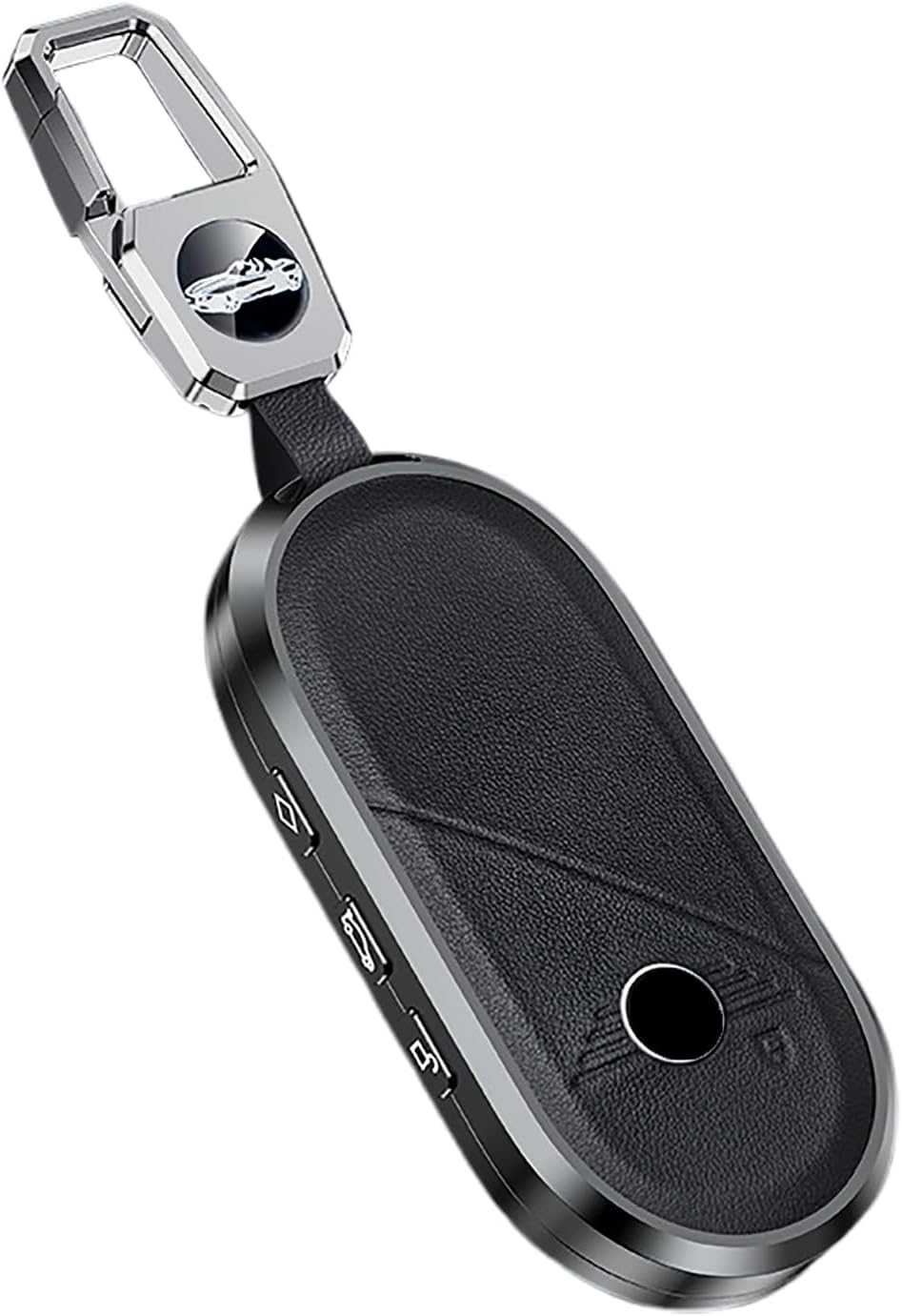 ontto Key Fob Cover Fit for Mini Countryman Cooper One Aceman U25 J01 J05 F65 F66 2024 2025 Car Accesories,Snap-on Metal Frame Key Housing Leather Key Case,Black