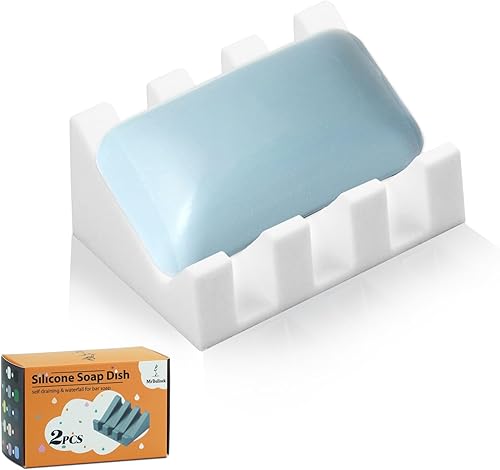 Miniatura 8 de Jabonera de silicona para barra de jabón para ducha, baño, bandeja de secado de cascada autodrenante, mantiene las barras de jabón limpias y fáciles
