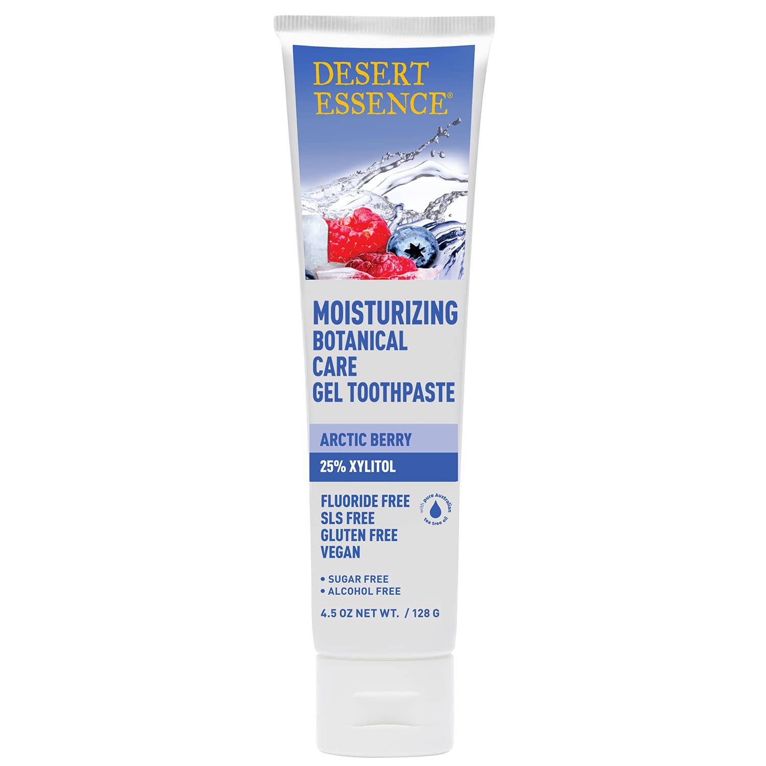 Desert Essence Moisturizing Botanical Care Gel Toothpaste - Artic Berry - 4.5 oz - Flouride Free - Refresh Breath - Gluten Free - Vegan