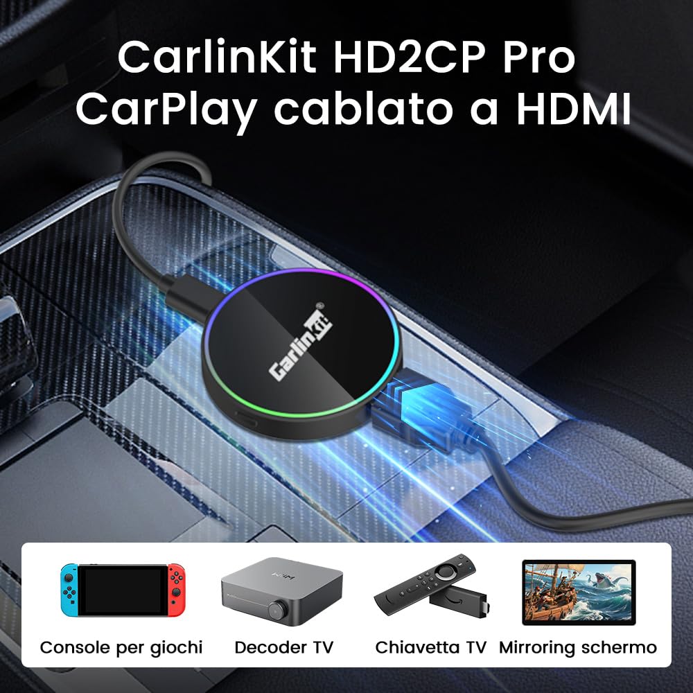 HD2CP Pro Wireless HDMI CarPlay Adapter - Adattatore HDMI Wireless per Auto e GIOCHI - Dettaglio