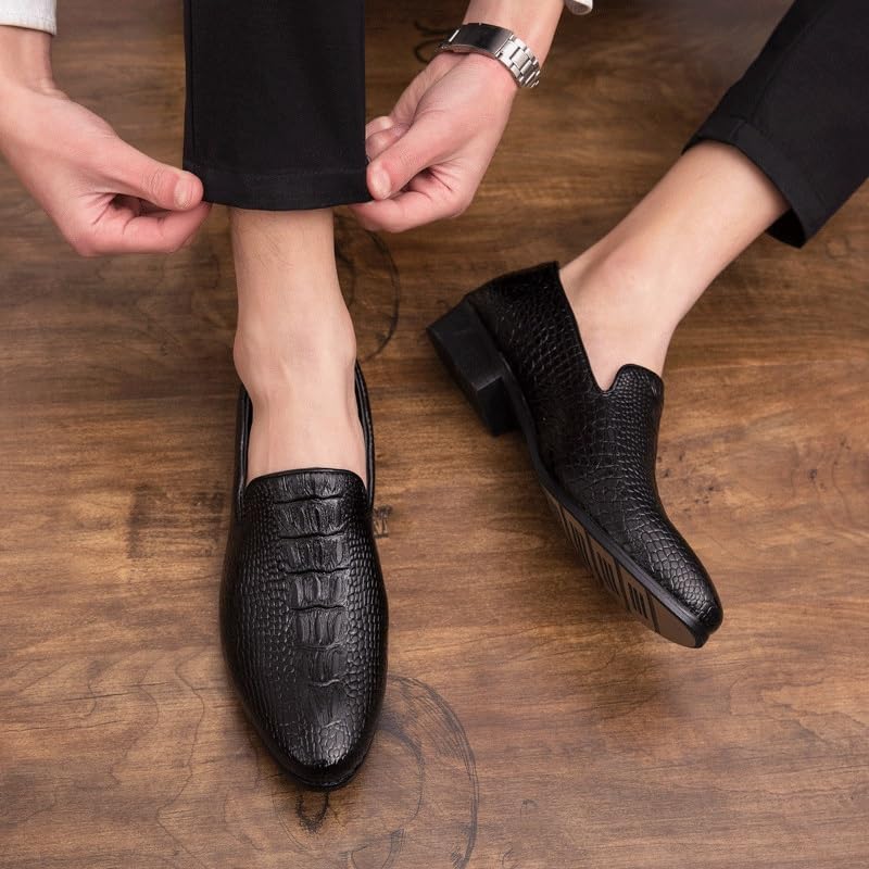 Dress Formal Shoes for Men Anti-Slip Non Slip Rubber Sole Block Heel Working Breathable Calfskin Leather Slip On Working2