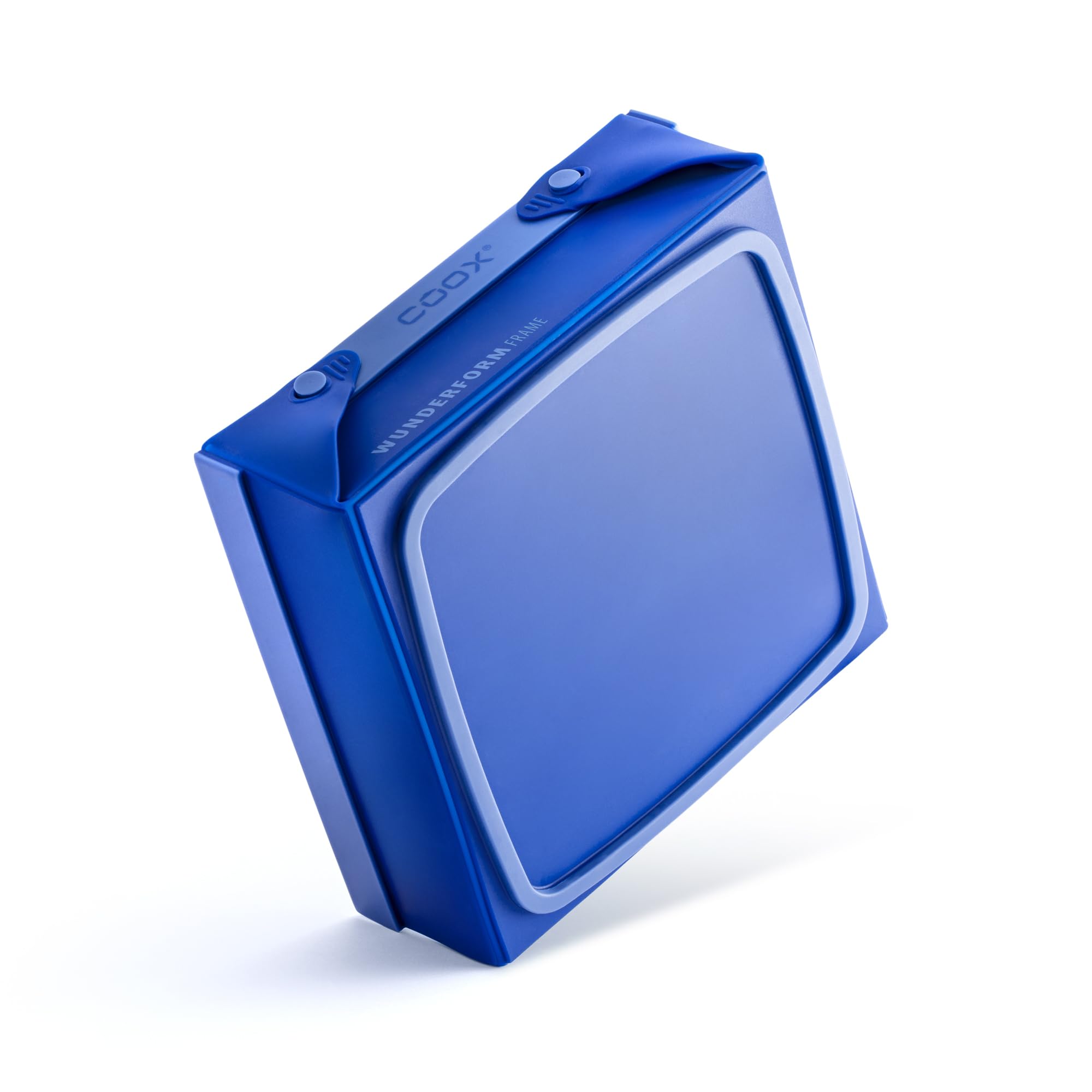coox WUNDERFORM Frame SQ - die faltbare Kastenform mit Metallverstärkung - Backen & Servieren in Einem I Antihaft-Silikon I Spülmaschinenfest I Kein Stürzen I BPA-frei Blau