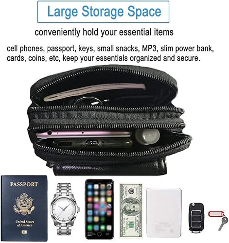 Miniatura 5 de Bolso de cuero del bolso de la correa de la cintura del bolso mini bolso del hombro de la cartera ocasional de, Negro (Style1-Black)