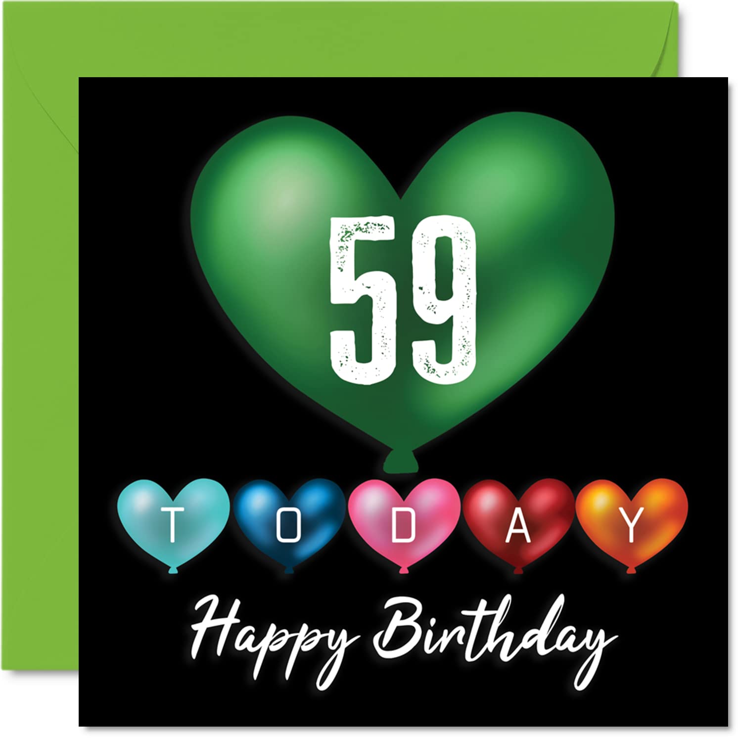 Fun 59th Birthday Cards for Men Woman, Heart Balloons