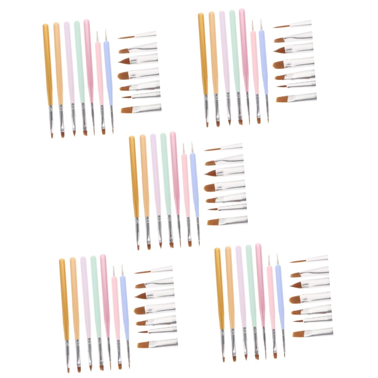 FRCOLOR 5 Set Di Pennelli Per Unghie Per Manicure E Per Nail Art Per Smalto 7 Pezzi*5